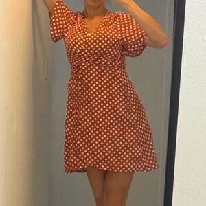Missguided Red Polka Dot Midi Dress 
Dark blood orange / red and white polka dot